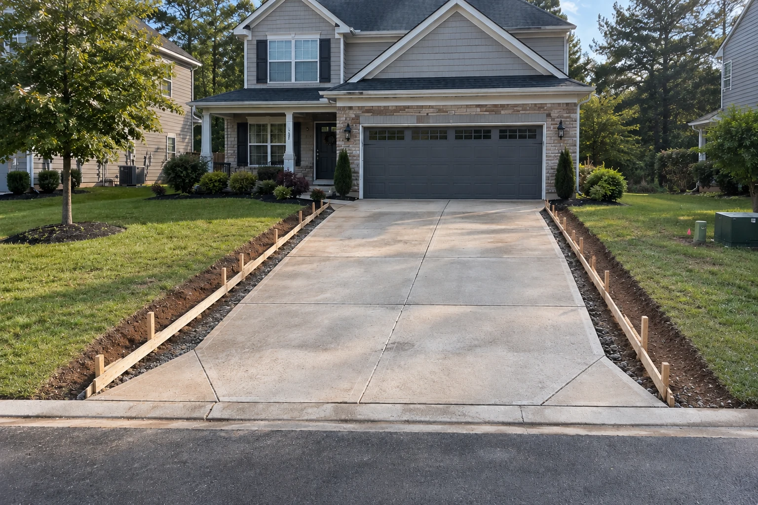 Wide residential concrete driveway example